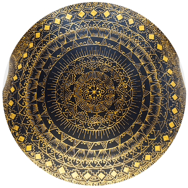 Circular gold-painted pattern on Golden Whisper